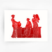 Ancient Greece Hellenic 6 Greek Women Red Print