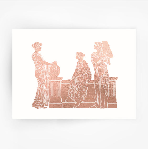 Ancient Greece Hellenic 6 Greek Women Rose Gold Print