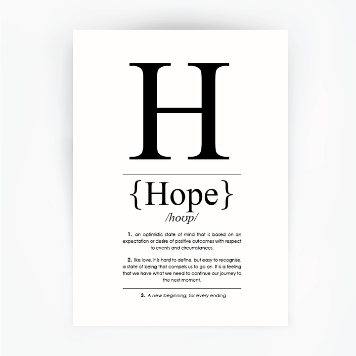 Hope Definition Print Black