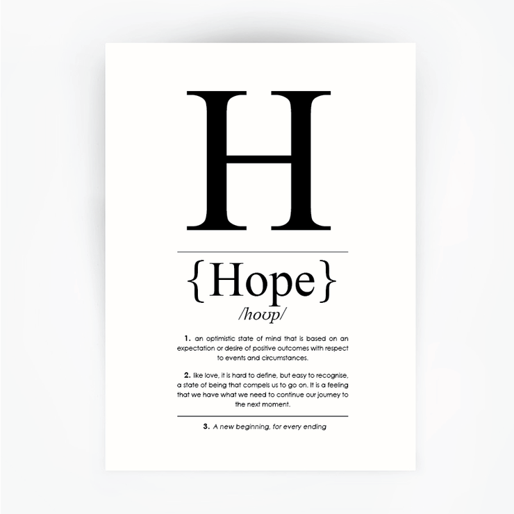 Hope Definition Print Black