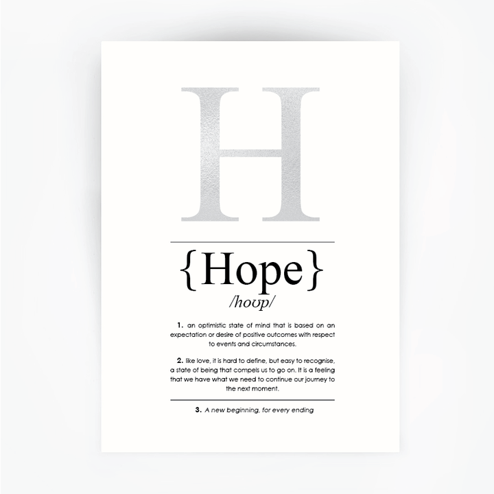 Hope Definition Print Silver Foil