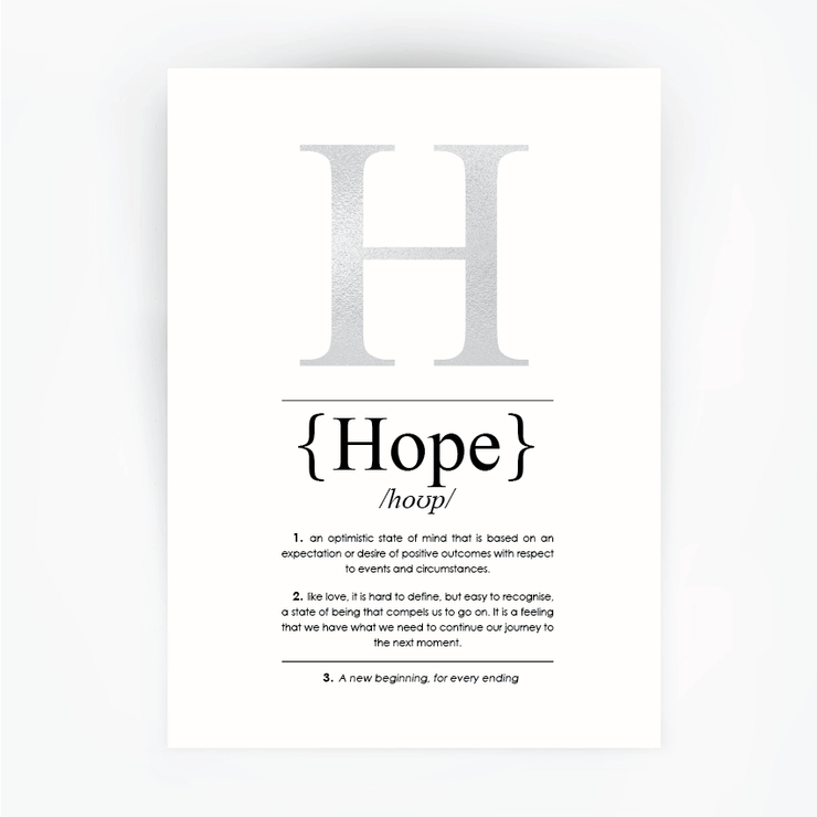 Hope Definition Print Silver Foil