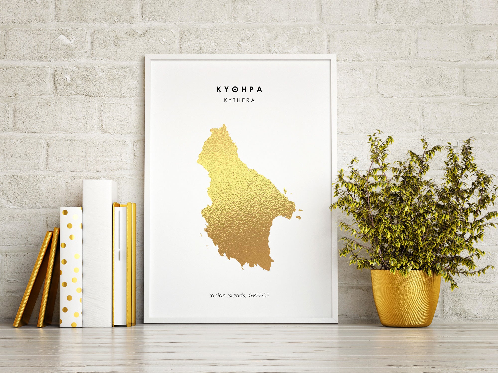 Map KYTHERA Art Print | Handmade Foil Prints – The Artisan Gift Co.