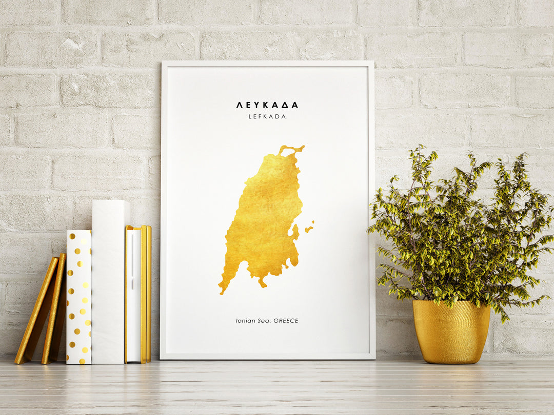 Map LEFKADA Art Foil Print