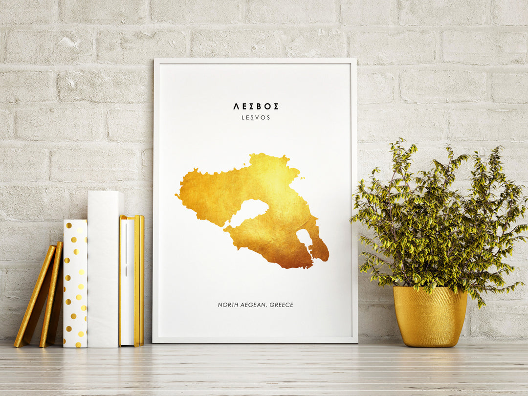 Map LESVOS Art Foil Print