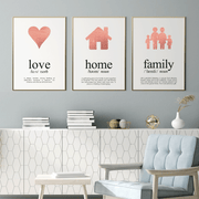 3 Rose Gold Foil Print Set Love, Home and Family