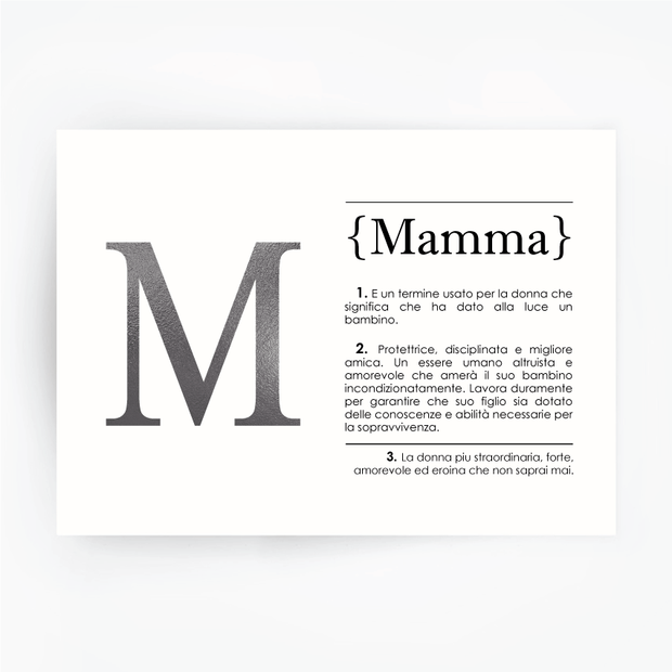 Italian Definition Art Print MAMMA Silver Foil