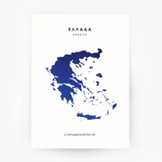 Map GREECE Art Blue Foil Print