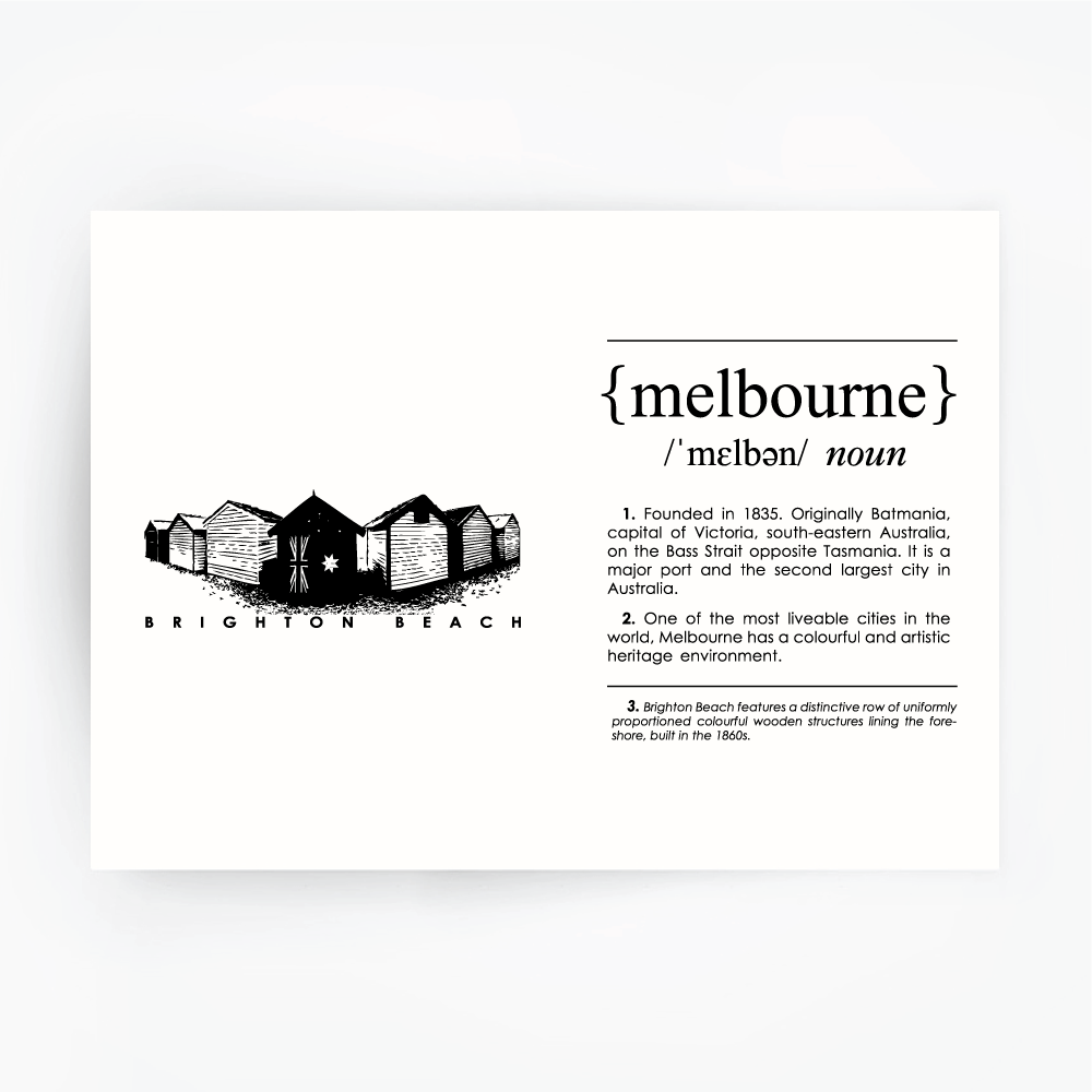 Melbourne Landmark Art Print - Brighton Beach Black