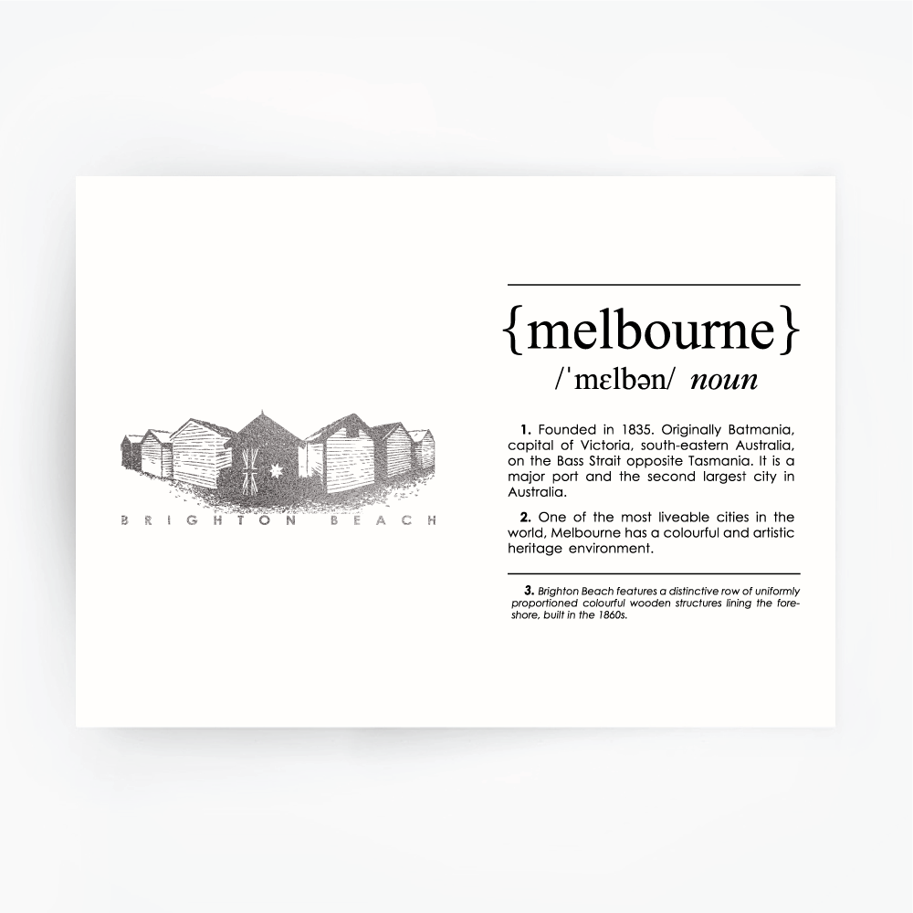 Melbourne Landmark Art Print - Brighton Beach Silver