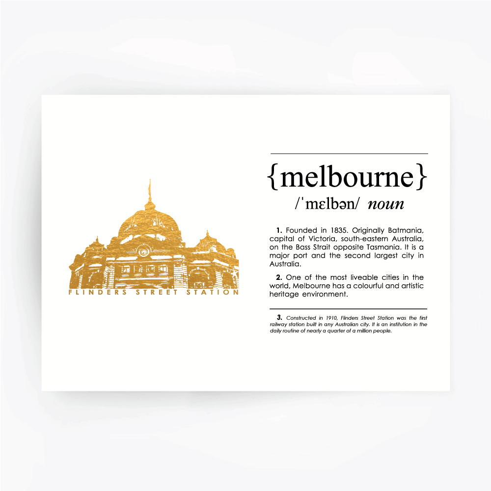 Melbourne Landmark Art Print - Flinder's Street Station Gold