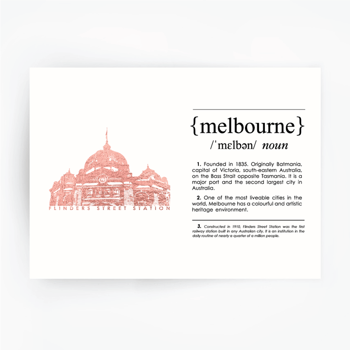 Melbourne Landmark Art Print - Flinder's Street Station Rose Gold