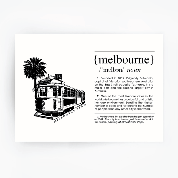 Melbourne Landmark Art Print - Melbourne Tram Black