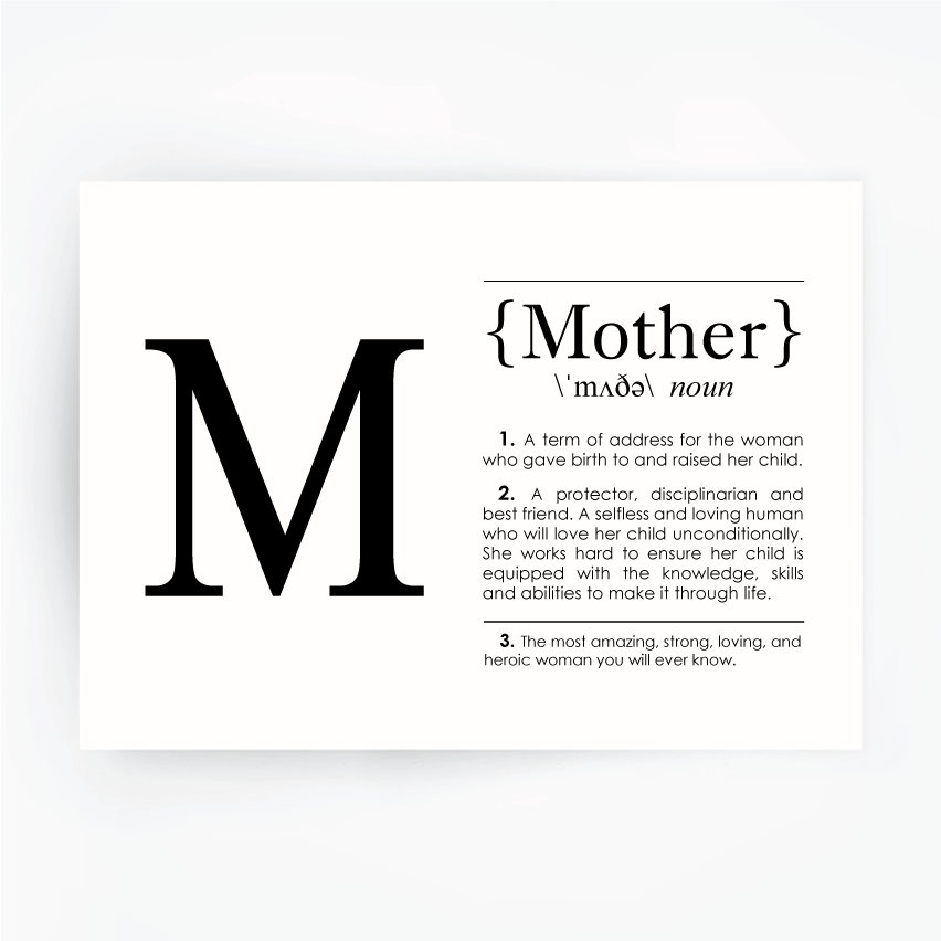 MOTHER Definition Art Print Black