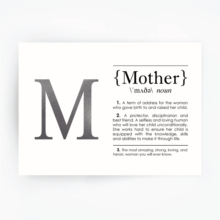 MOTHER Definition Art Print Silver