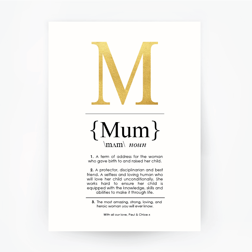 MUM Definition Art Print Portrait Gold