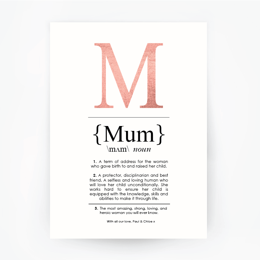 MUM Definition Art Print Portrait Rose Gold