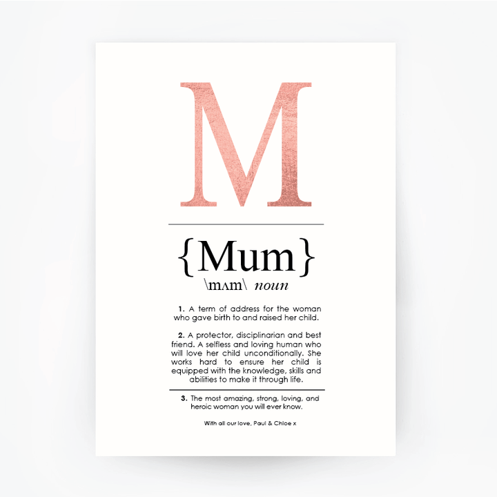 MUM Definition Art Print Portrait Rose Gold