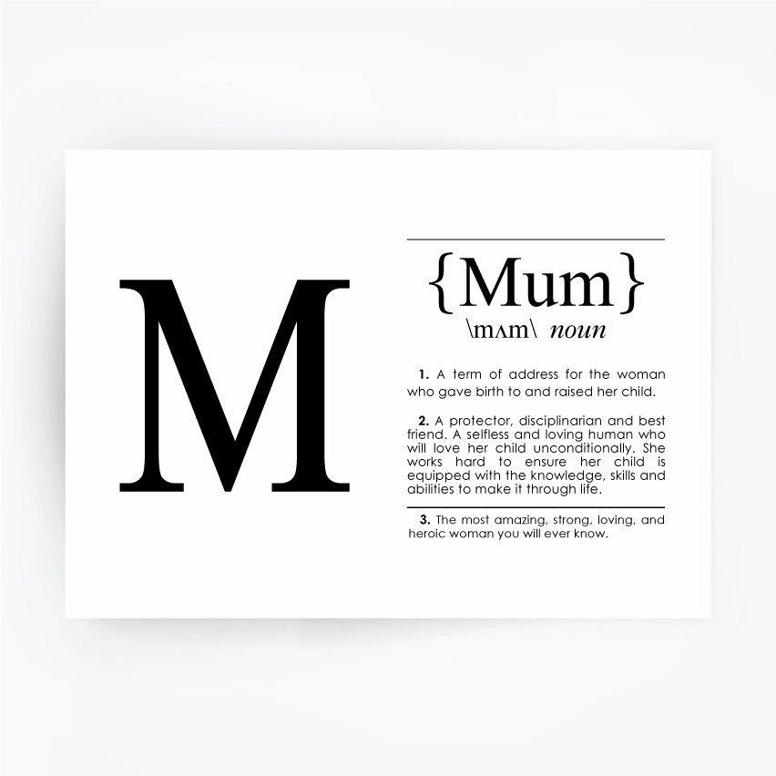 MUM Definition Art Print Black