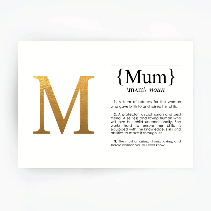 MUM Definition Art Print Gold