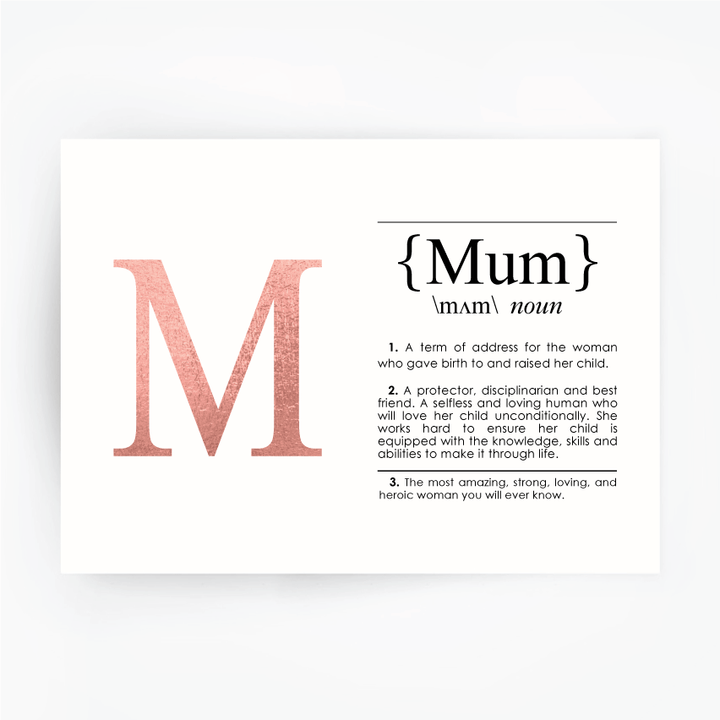 MUM Definition Art Print Rose Gold