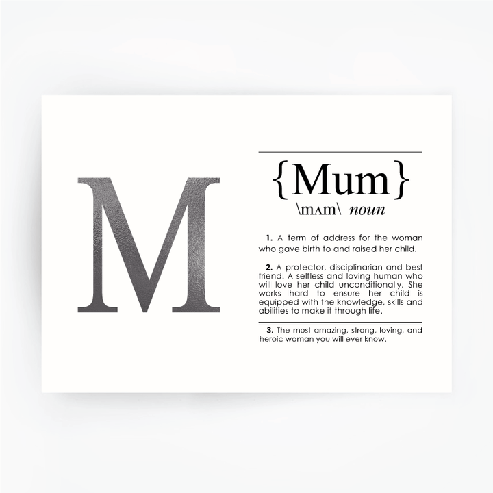 MUM Definition Art Print Silver