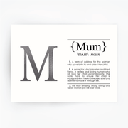 MUM Definition Art Print Silver