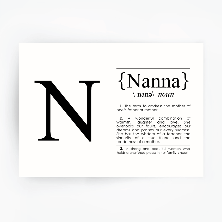 NANNA Definition Art Print Black