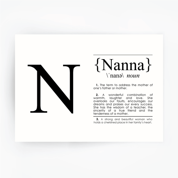 NANNA Definition Art Print Black