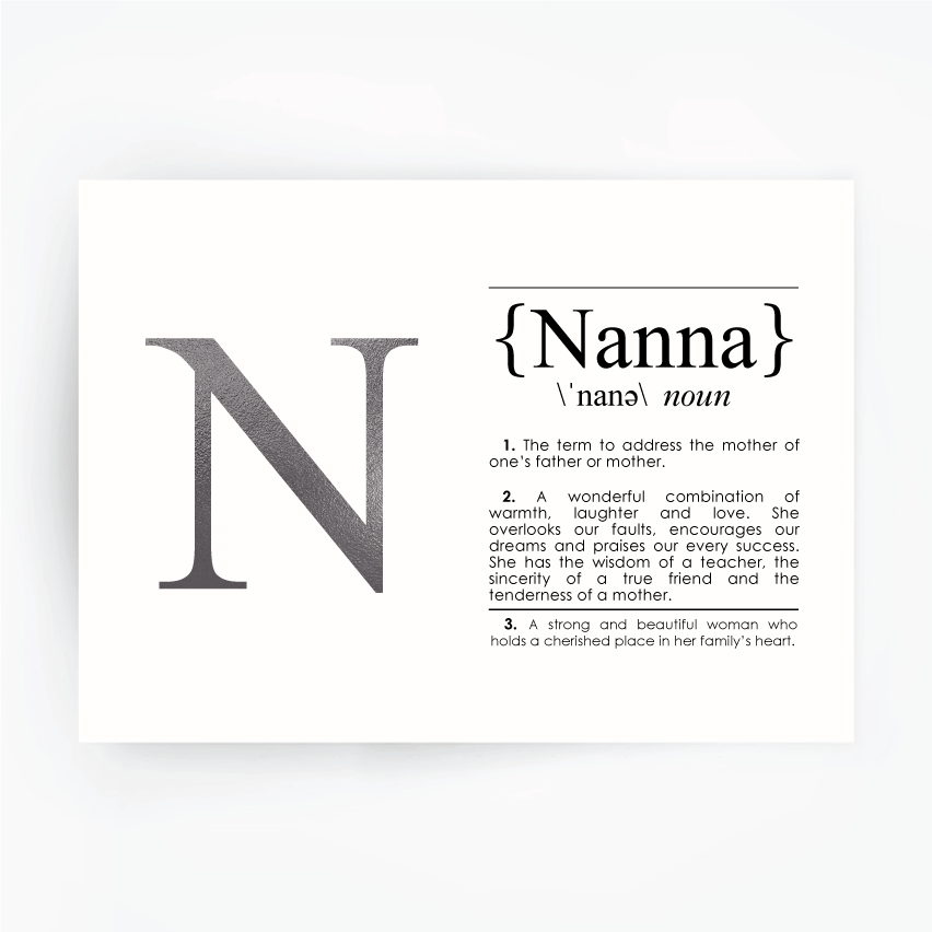 NANNA Definition Art Print Silver