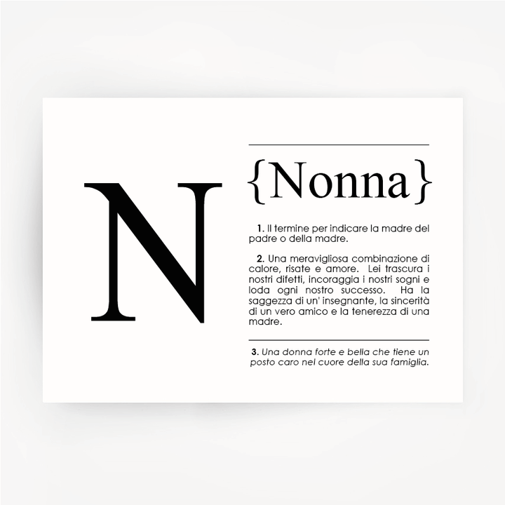 Italian Definition Art Print NONNA Black