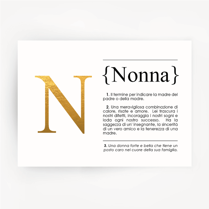 Italian Definition Art Print NONNA Gold Foil