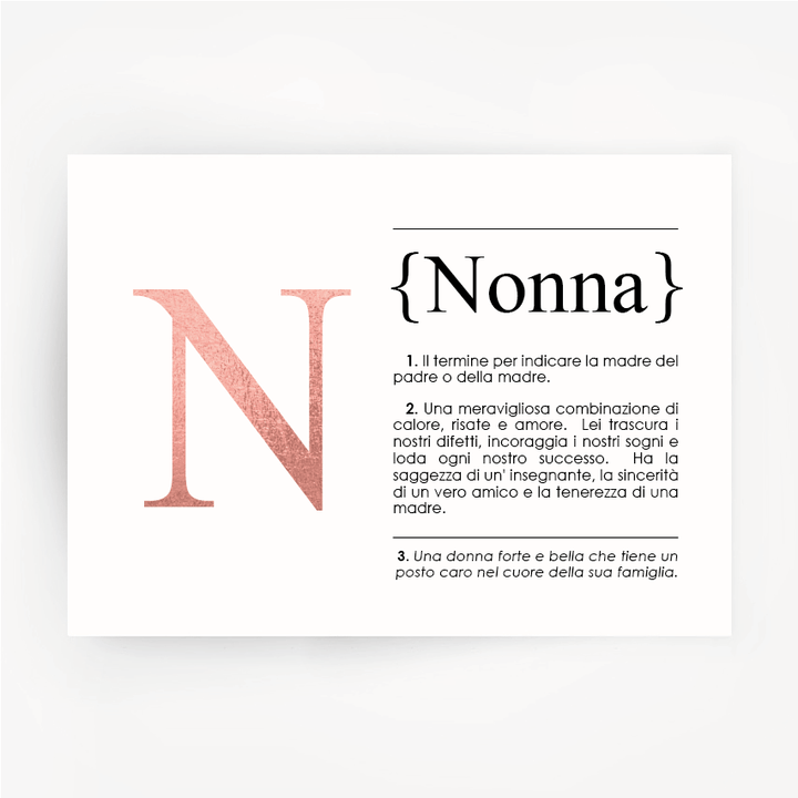 Italian Definition Art Print NONNA Rose Gold Foil