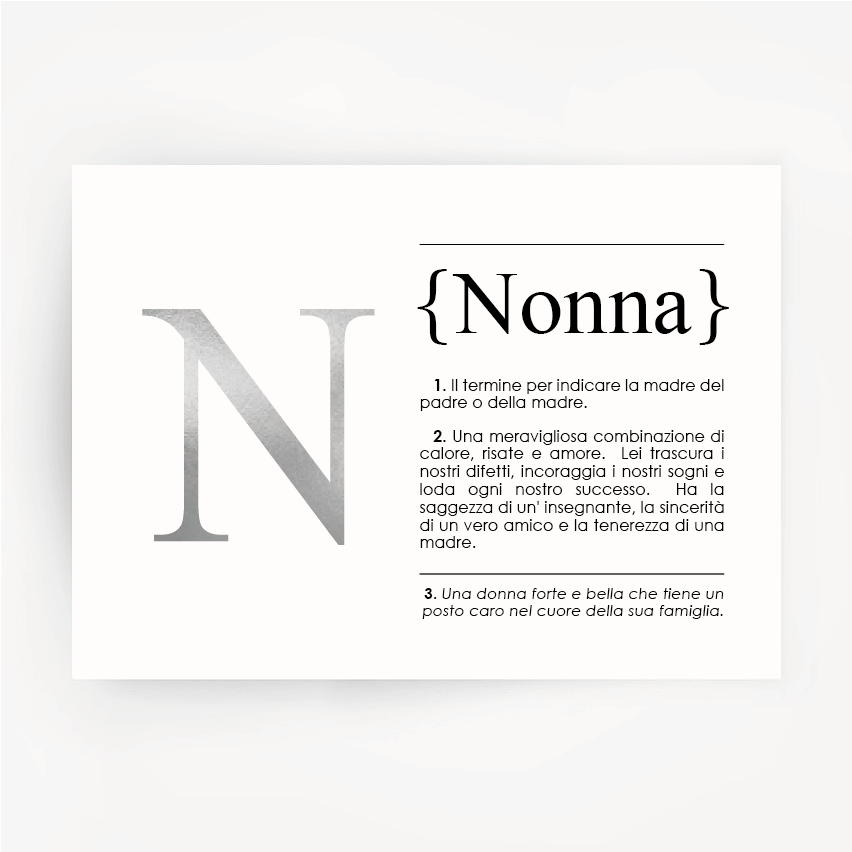 Italian Definition Art Print NONNA Silver Foil