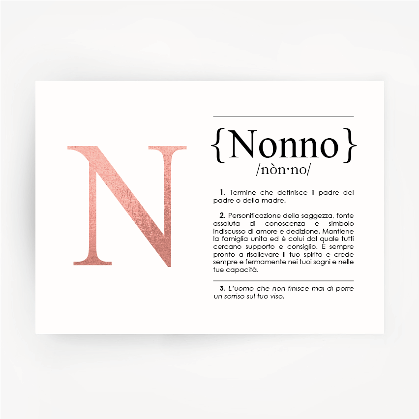 Italian Definition Art Print NONNO Rose Gold Foil