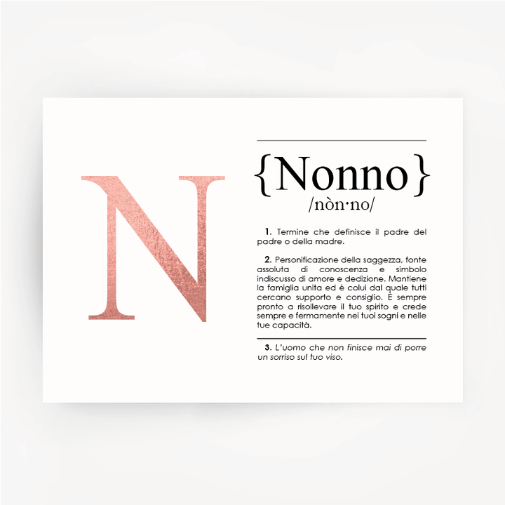 Italian Definition Art Print NONNO Rose Gold Foil