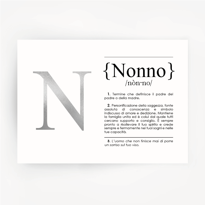 Italian Definition Art Print NONNO Silver Foil