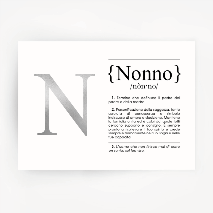 Italian Definition Art Print NONNO Silver Foil