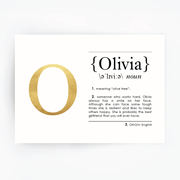 Name Definition Art Print OLIVIA Gold Foil