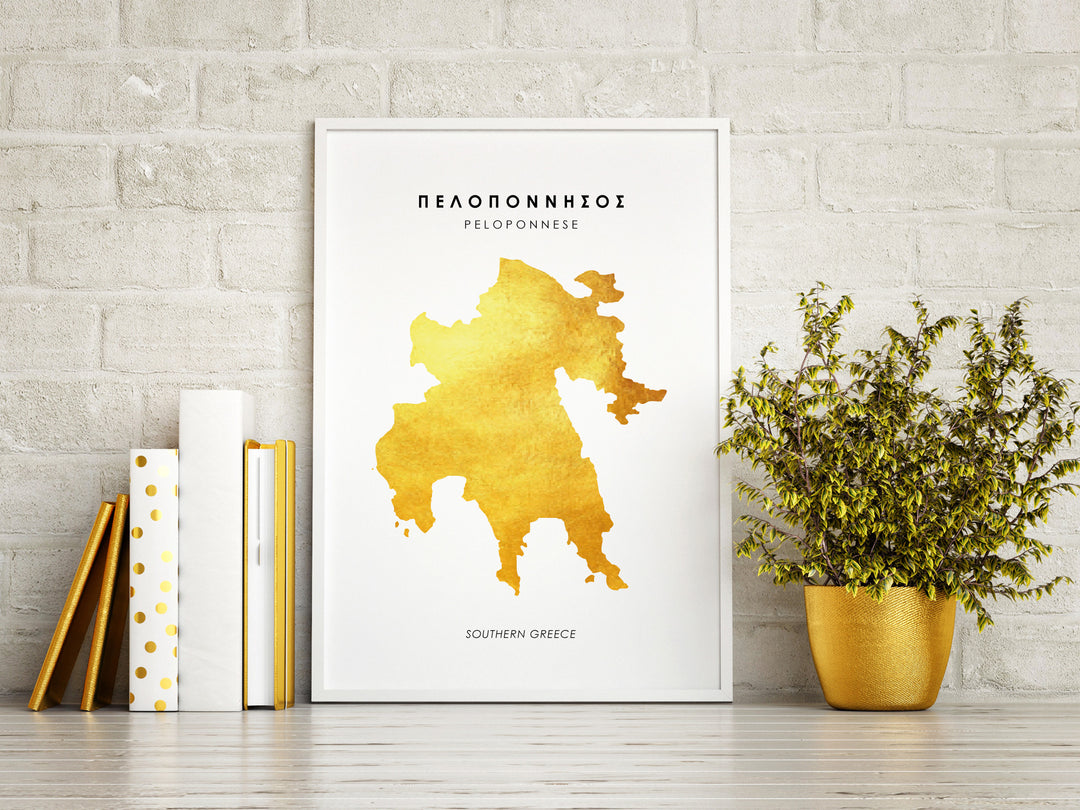 Map PELOPONNESE Art Foil Print