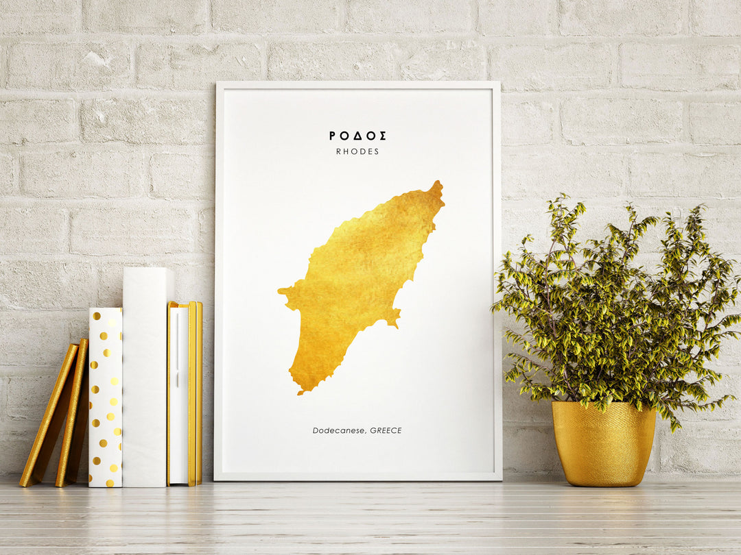 Map RHODES Art Foil Print