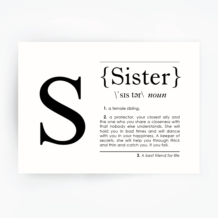 SISTER Definition Art Print Black