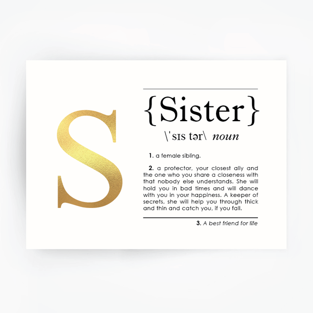 SISTER Definition Art Print Gold Foil