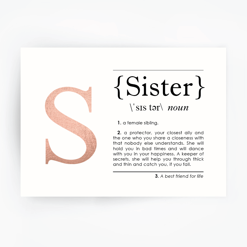 SISTER Definition Art Print Rose Gold Foil