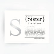 SISTER Definition Art Print Silver Foil