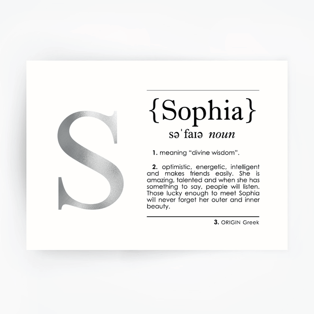 Name Definition Art Print SOPHIA