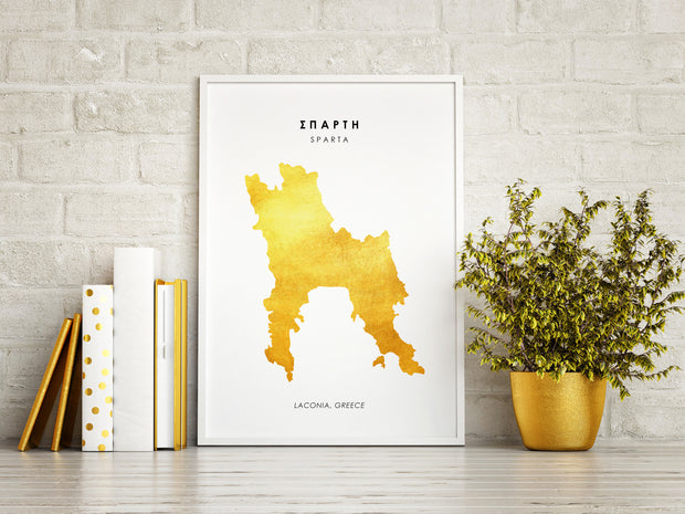 Map SPARTA Art Foil Print