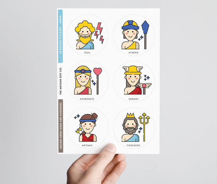 Ancient Greek Gods and Goddesses - 18pc Sticker Pack