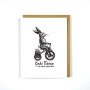 Greek Easter Card Bunny Bike
