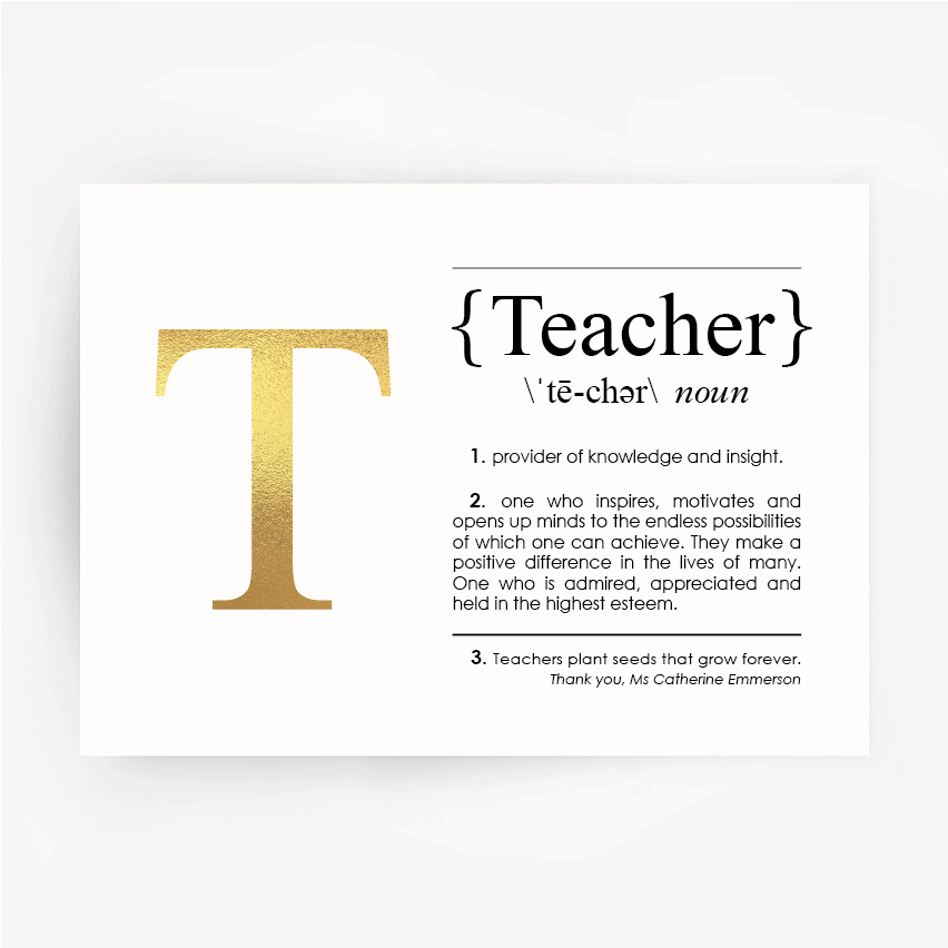 TEACHER Definition Foil Print